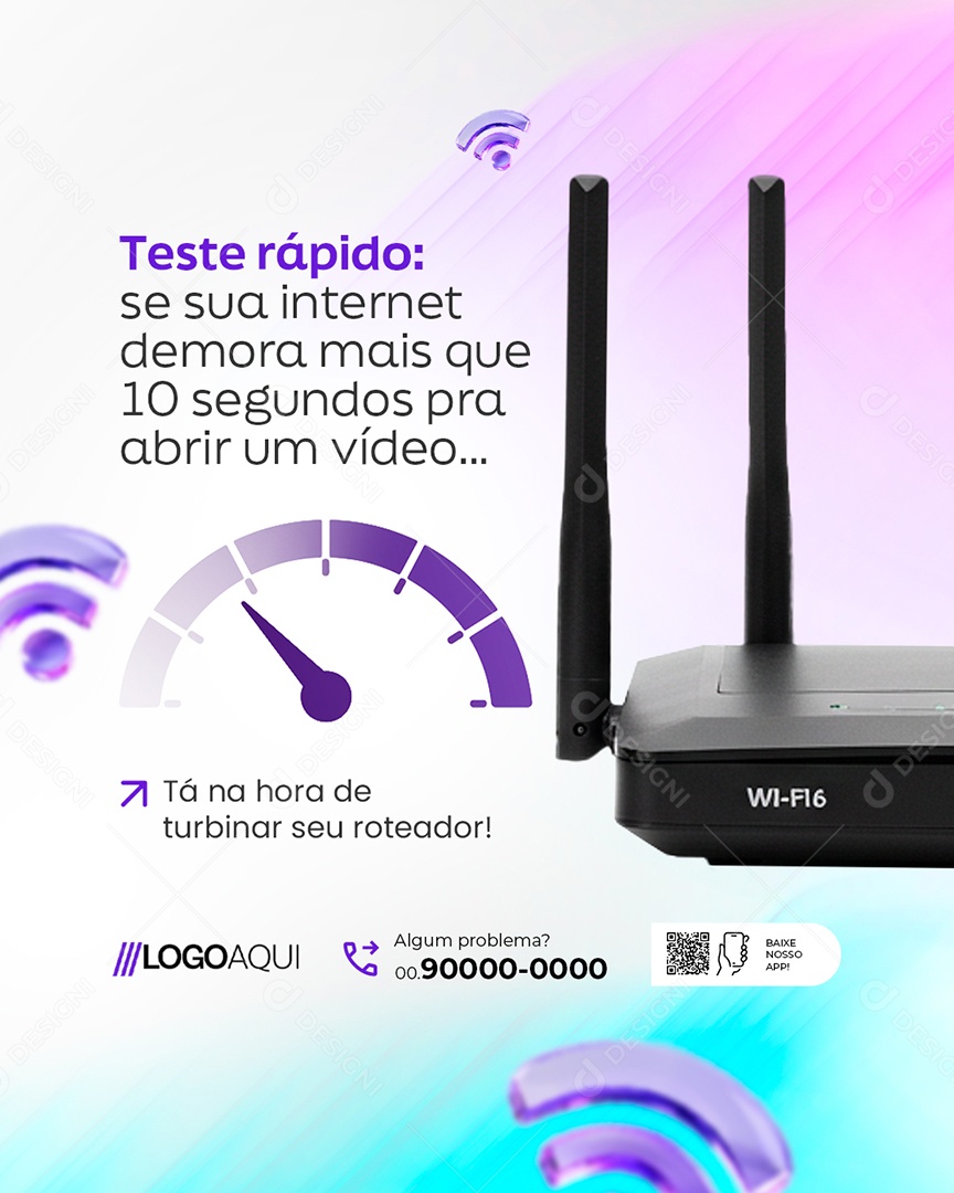 Provedor de Internet Teste Rápido Social Media PSD Editávl