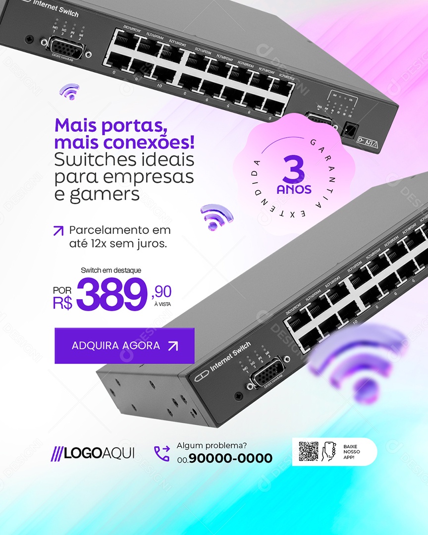 Provedor de Internet Mais Conexões Social Media PSD Editável