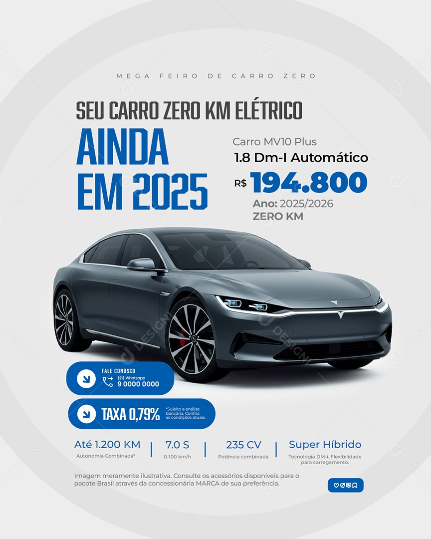 Concessionária Seu Carro Zero KM Elétrico Social Media PSD Editável