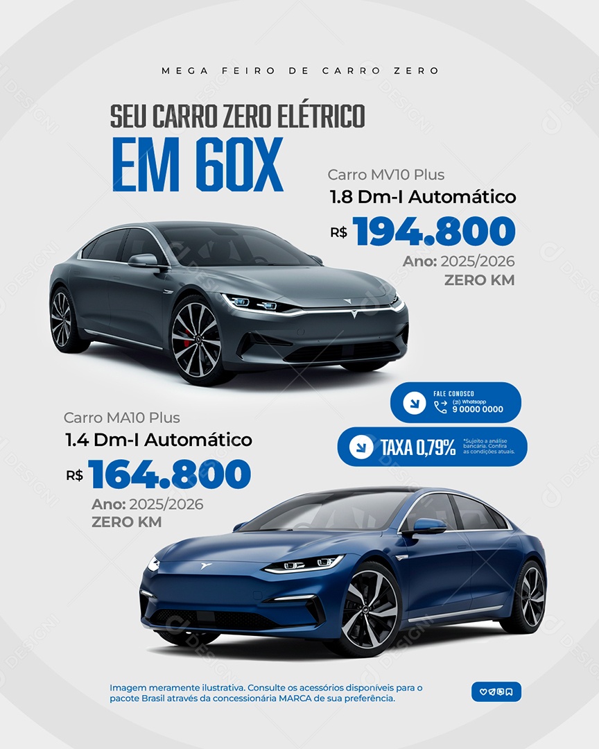 Concessionária Seu Carro Zero Elétrico Social Media PSD Editável