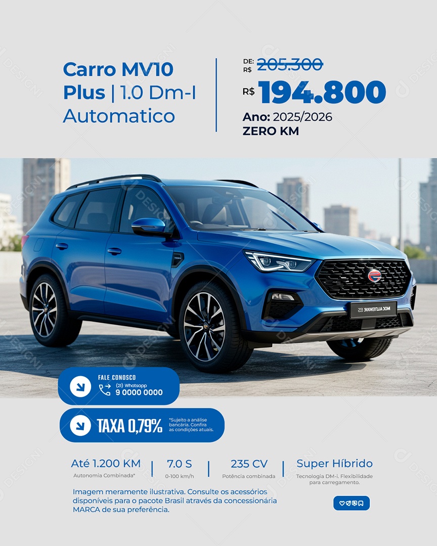 Concessionária Carro MV10 Automatico Social Media PSD Editável