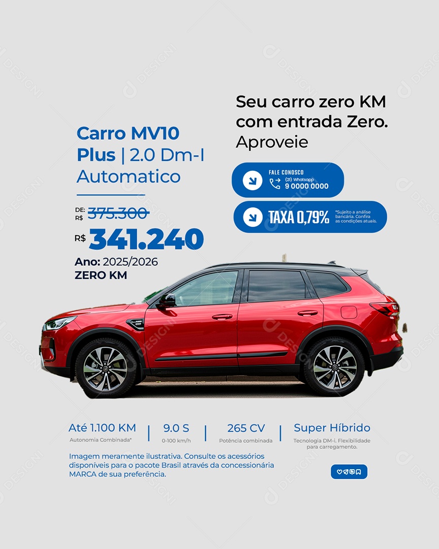 Concessionária Seu Carro Zero Social Media PSD Editável