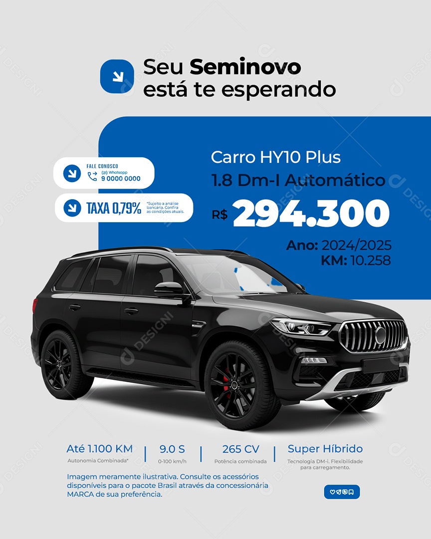 Concessionária Seu Seminovo Está Te Esperando Social Media PSD Editável