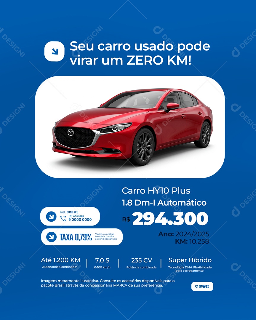 Concessionária Seu Carro Usado Pode Virar um Zero Km Social Media PSD Editável