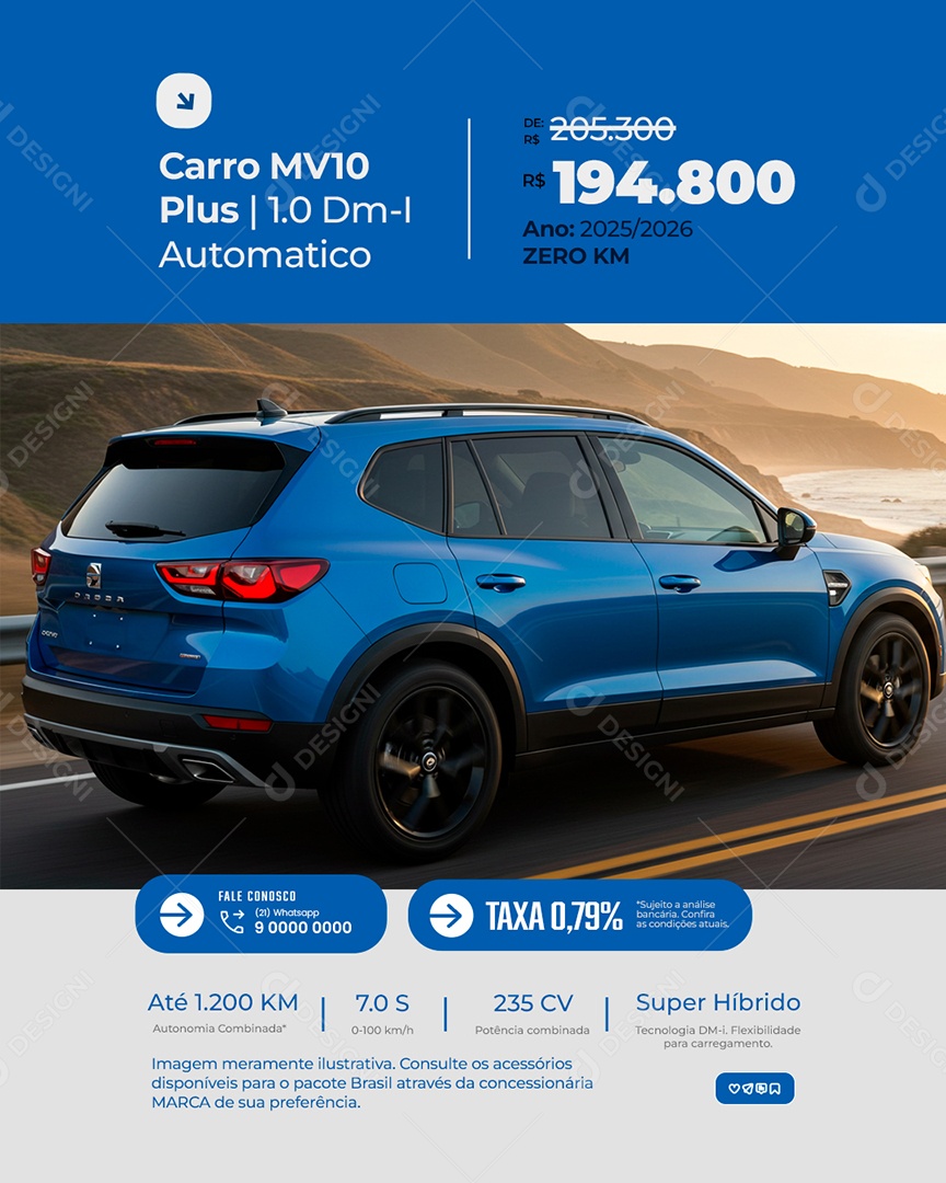 Concessionária Carro Automatico Social Media PSD Editável