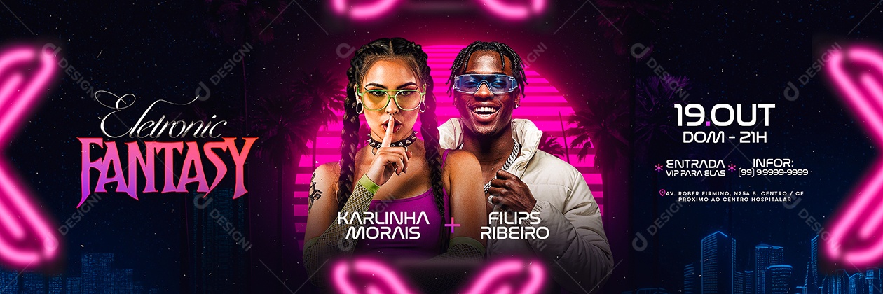 Carrossel Flyer Próximos Shows Eletronic Fantasy Social Media PSD Editável