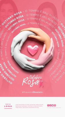 Story Outubro Rosa Mês de Conscientização Sobre o Câncer de Mama Social Media PSD Editável