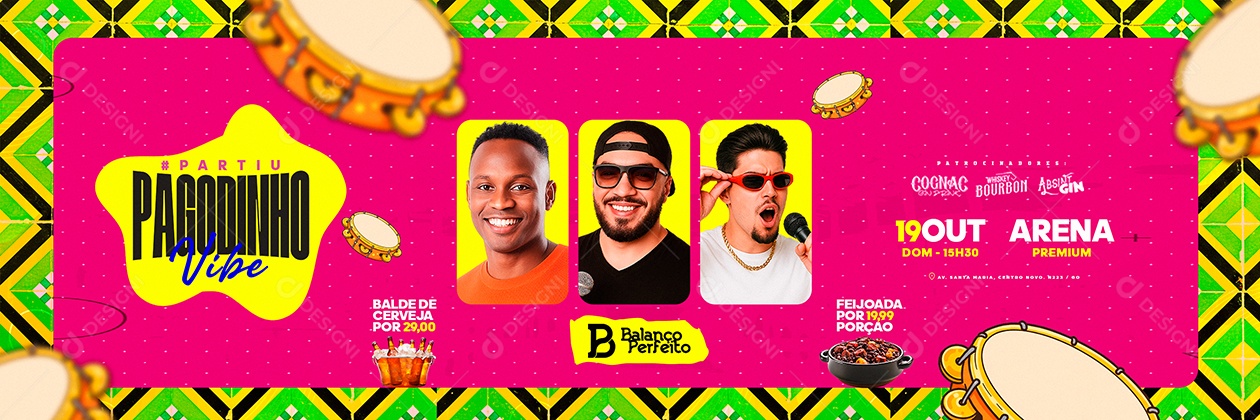 Carrossel Flyer Partiu Pagodinho Vibe Social Media PSD Editável