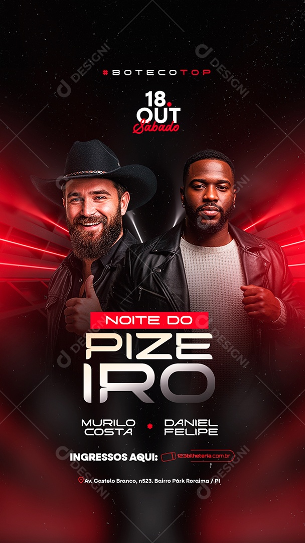 Story Flyer Noite do Pizeiro Social Media PSD Editável