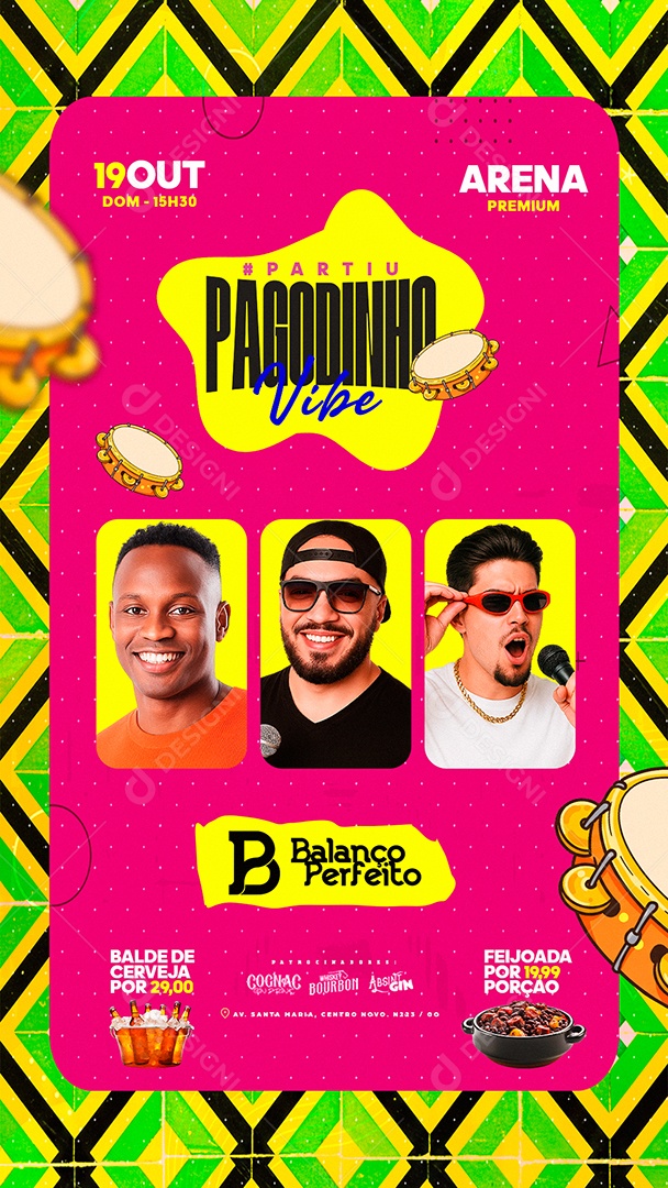 Story Flyer Partiu Pagodinho Vibe Social Media PSD Editável