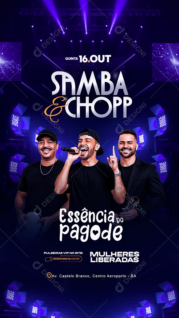 Story Flyer Próximos Shows Samba e Chopp Social Media PSD Editável