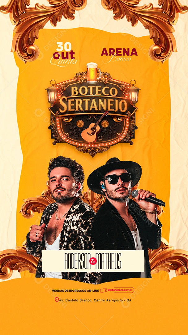 Story Flyer Próximos Shows Boteco Sertanejo Arena Boteco Social Media PSD Editável