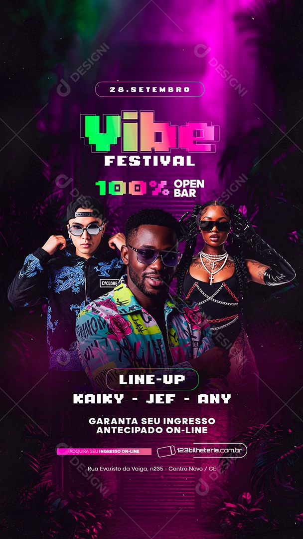 Story Flyer Próximos Shows Vibe Festival Social Media PSD Editável