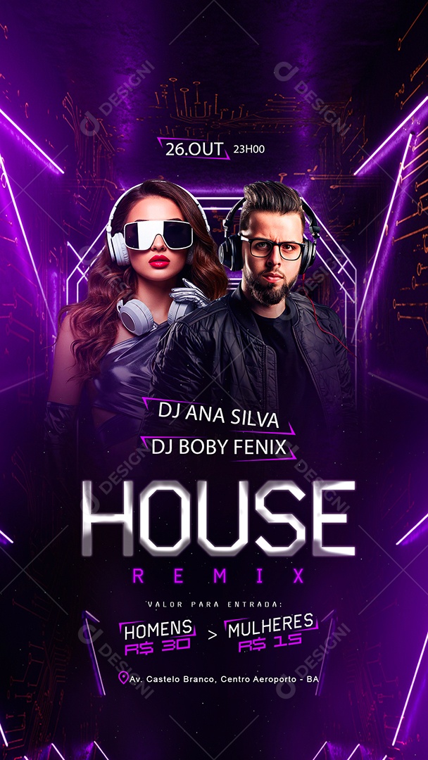 Story Flyer Próximos Shows House Remix Social Media PSD Editável