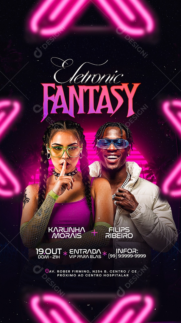 Story Flyer Próximos Shows Eletronic Fantasy Social Media PSD Editável