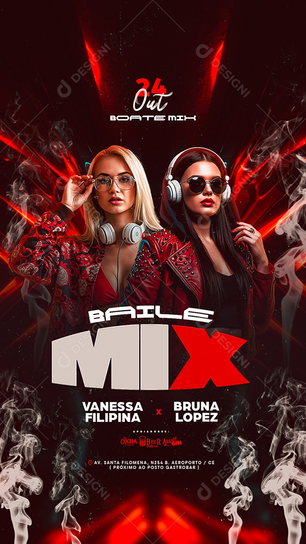 Story Flyer Próximos Shows Baile Mix Social Media PSD Editável