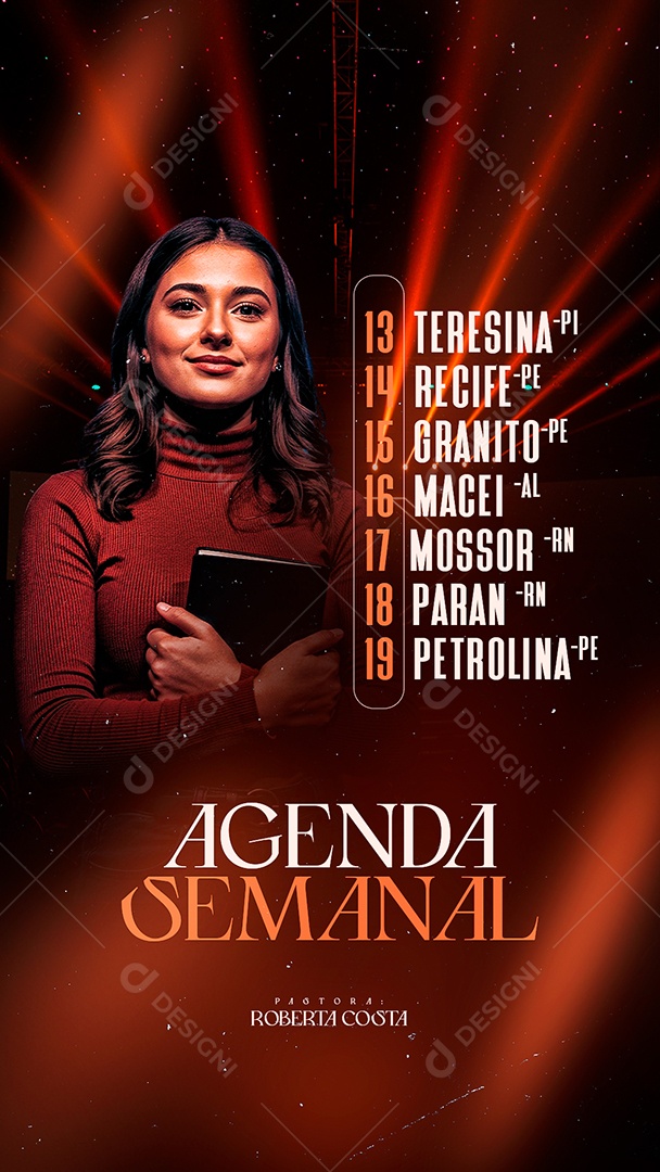 Story Flyer Gospel Agenda Semanal Social Media PSD Editável