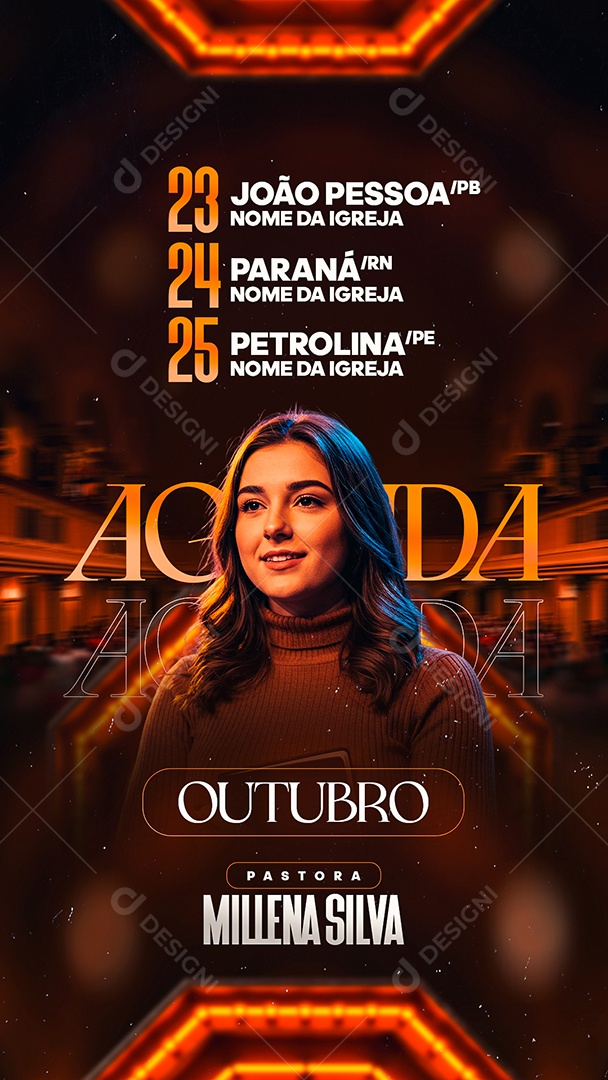 Story Flyer Gospel Agenda Outubro Social Media PSD Editável