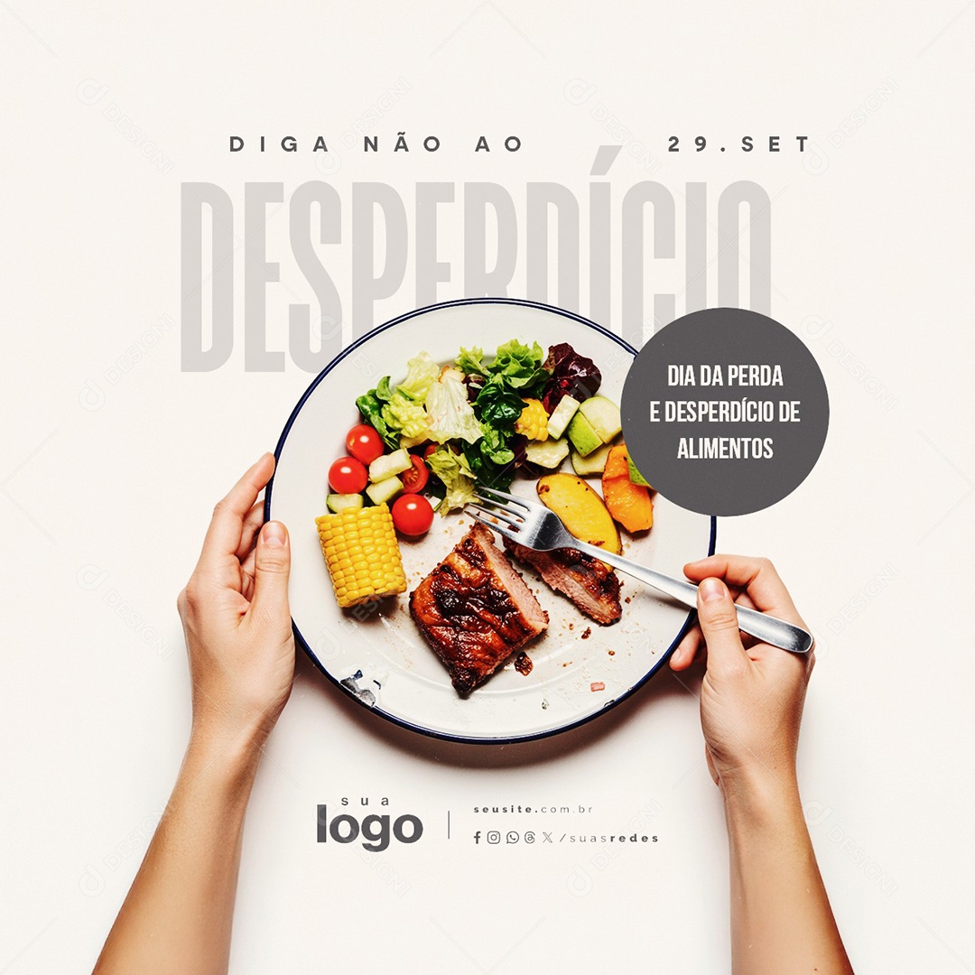 Dia da Perda e Desperdício de Alimentos 29 de Setembro Social Media PSD Editável