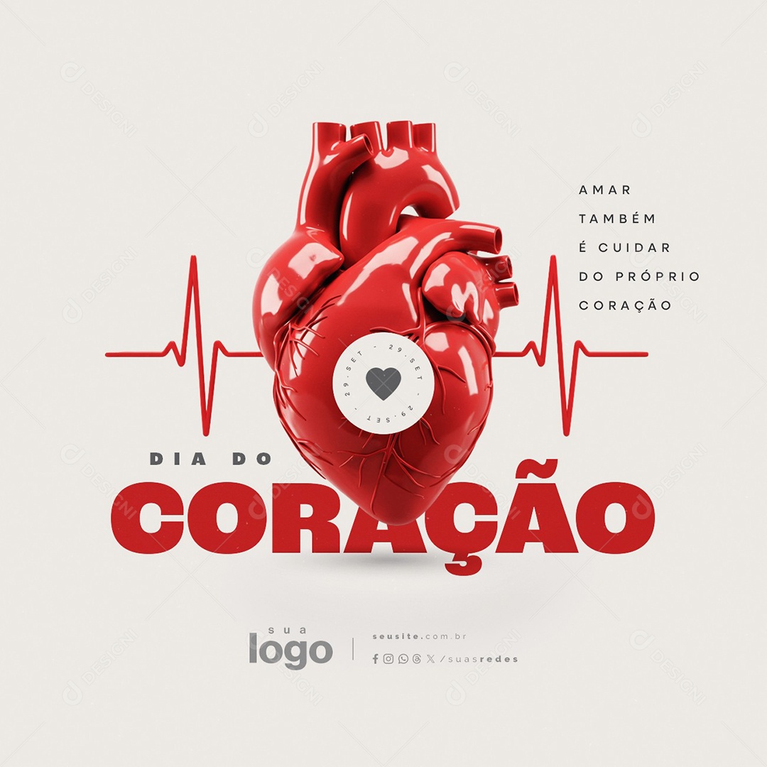 Dia do Coração 29 de Setembro Social Media PSD Editável