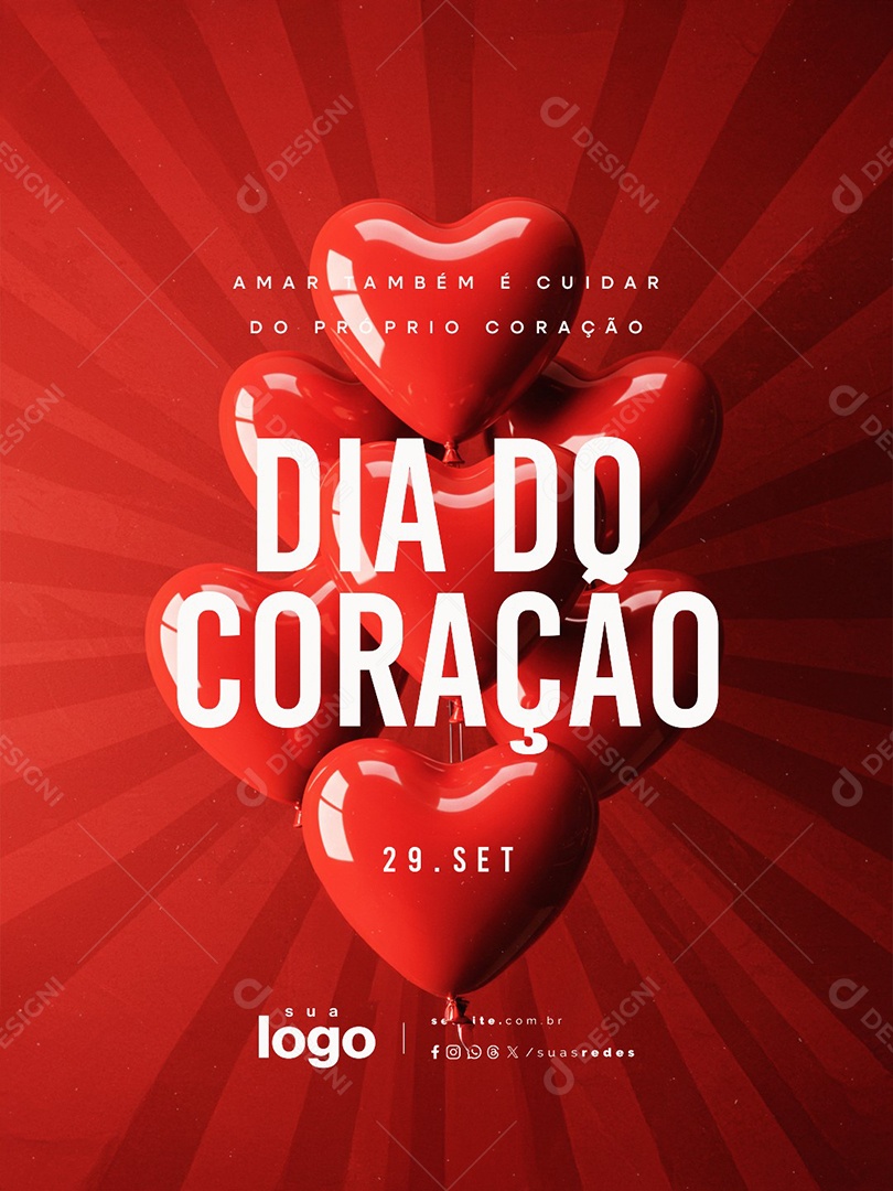 Dia do Coração 29 de Setembro Social Media PSD Editável