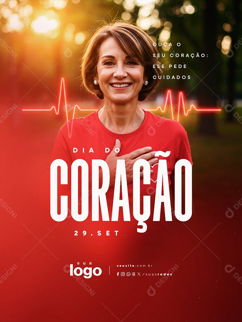 Dia do Coração 29 de Setembro Social Media PSD Editável