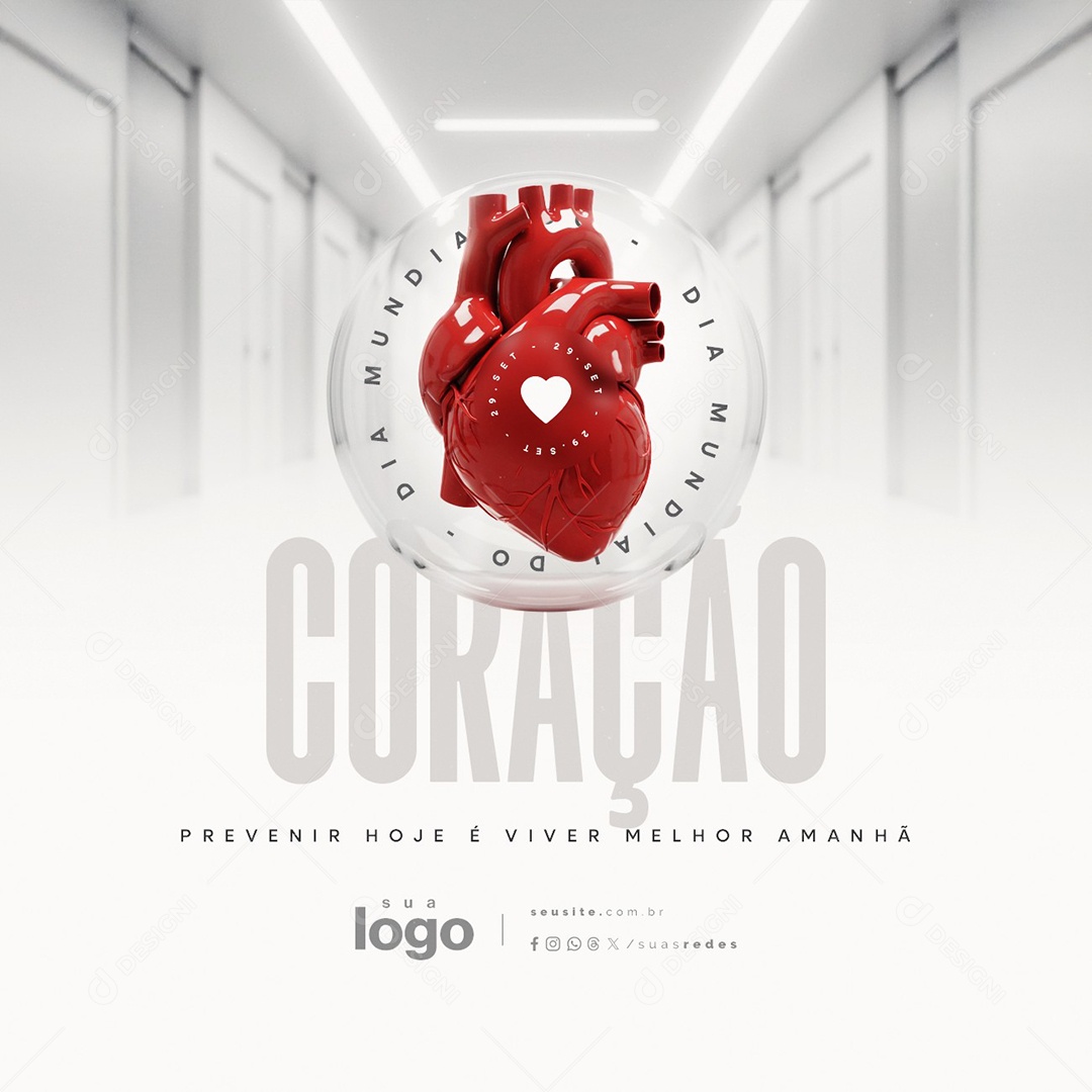 Dia Mundial do Coração 29 de Setembro Social Media PSD Editável