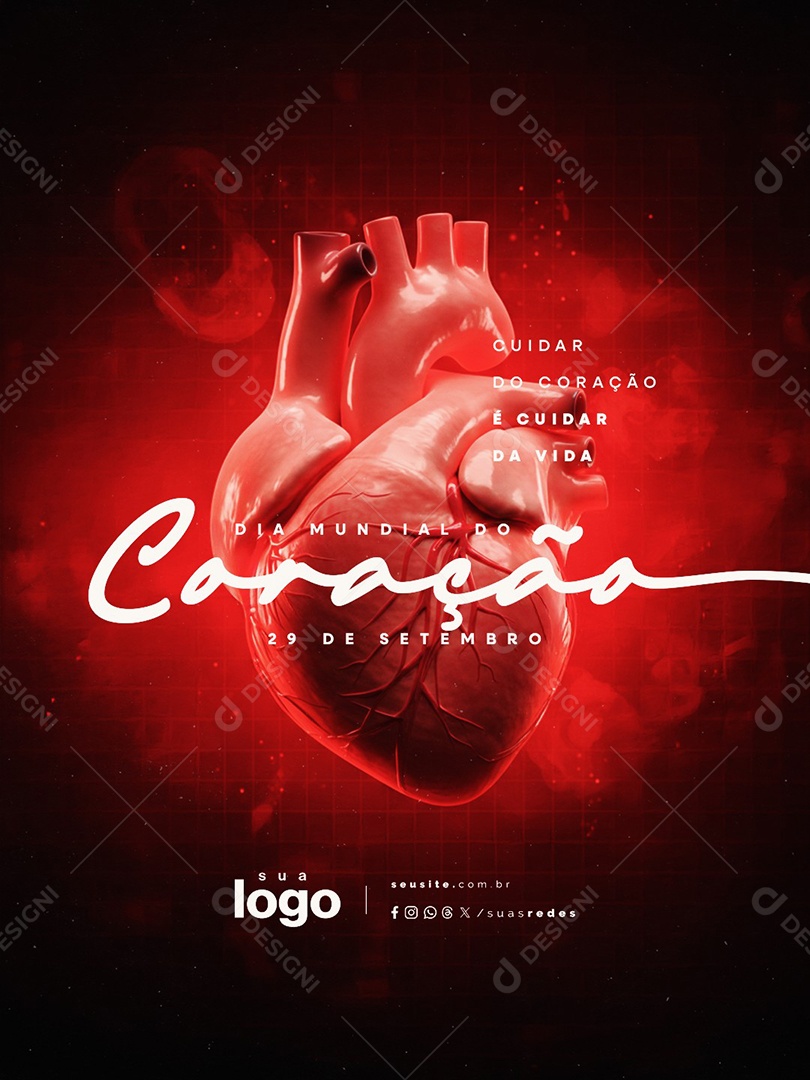Dia Mundial do Coração 29 de Setembro Social Media PSD Editável