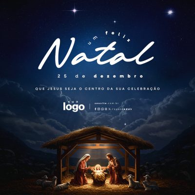 Feliz Natal 25 de Dezembro Social Media PSD Editável