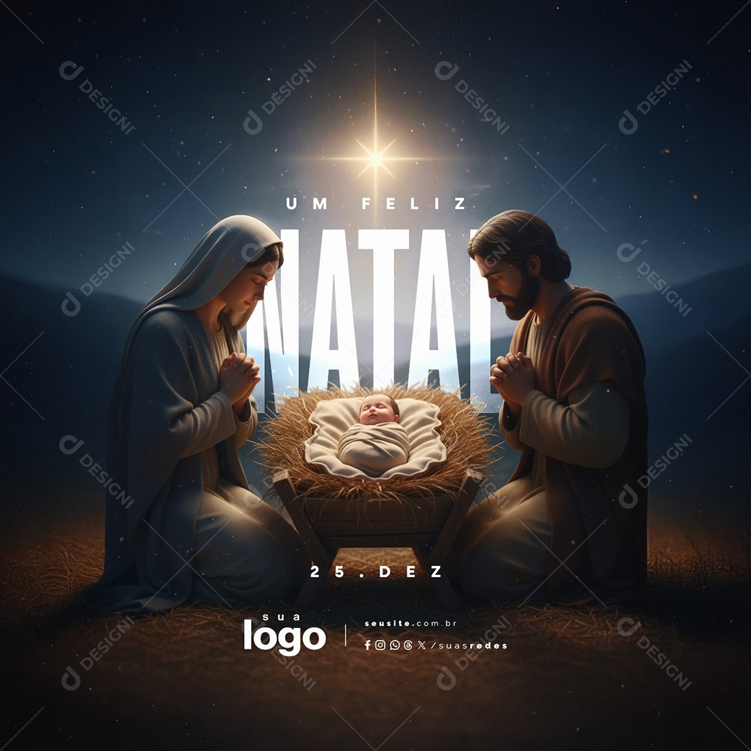 Feliz Natal 25 de Dezembro Social Media PSD Editável