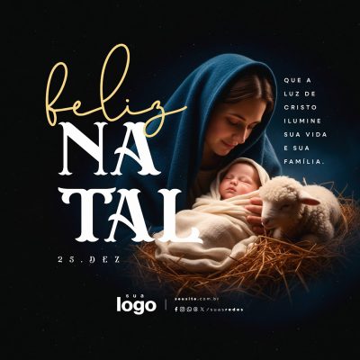 Feliz Natal 25 de Dezembro Social Media PSD Editável