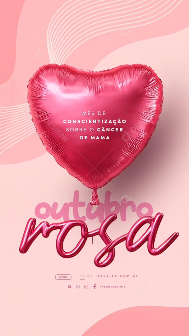 Story Outubro Rosa Mês de Conscientização Sobre o Câncer de Mama Social Media PSD Editável