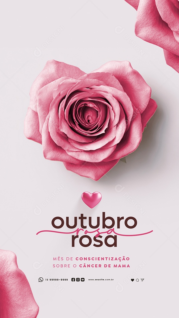 Story Outubro Rosa Mês de Conscientização Sobre o Câncer de Mama Social Media PSD Editável