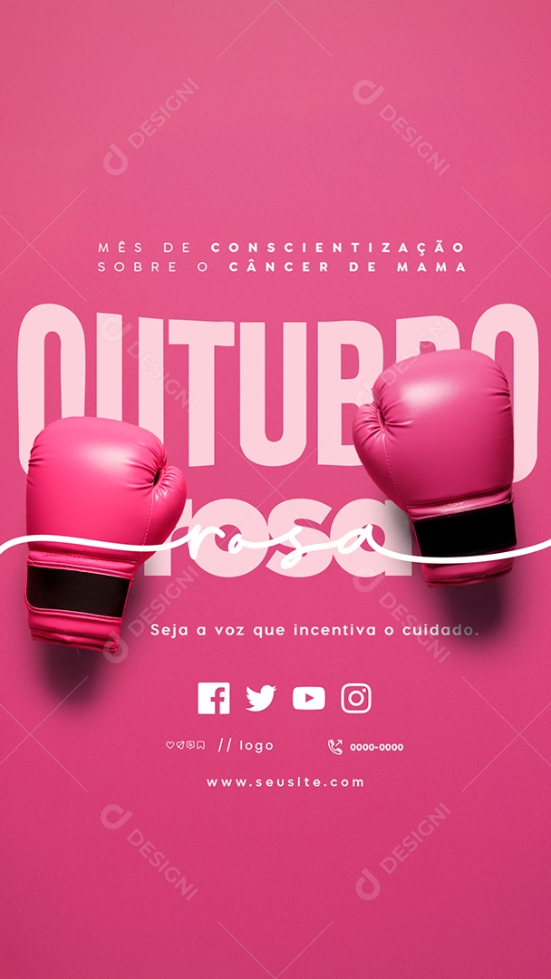 Story Outubro Rosa Mês de Conscientização Sobre o Câncer de Mama Social Media PSD Editável