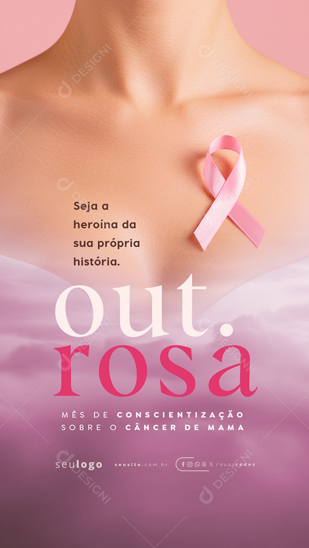 Story Outubro Rosa Mês de Conscientização Sobre o Câncer de Mama Social Media PSD Editável