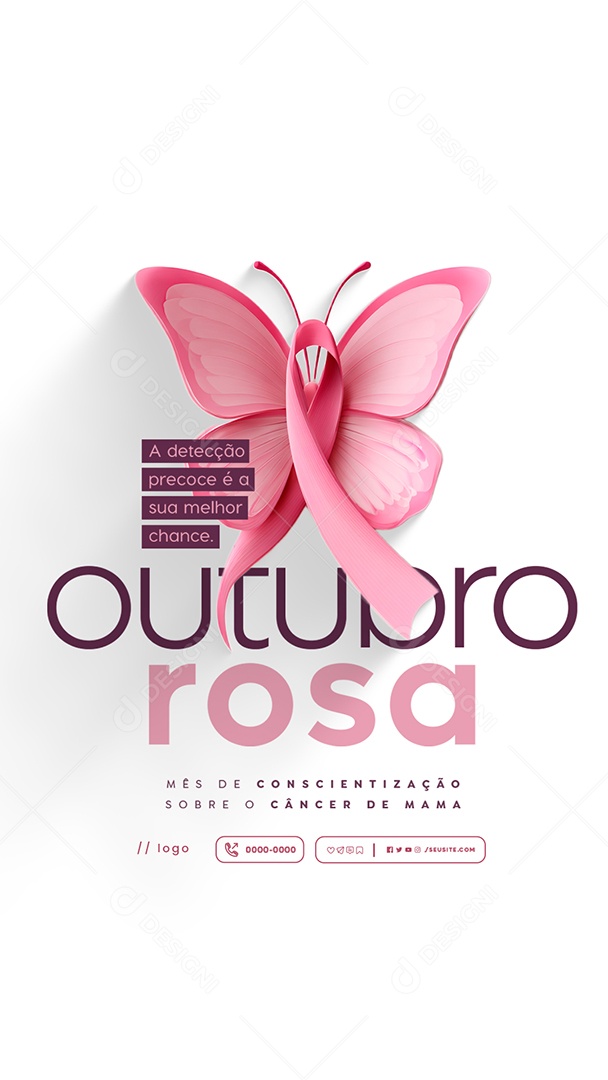 Story Outubro Rosa Mês de Conscientização Sobre o Câncer de Mama Social Media PSD Editável