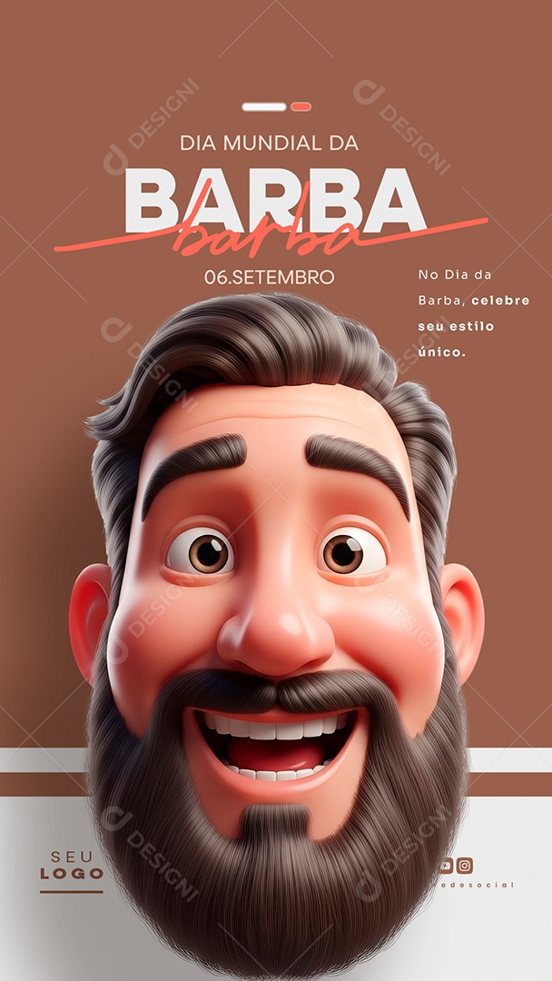 Story Dia Mundial da Barba 06 de Setembro Social Media PSD Editável