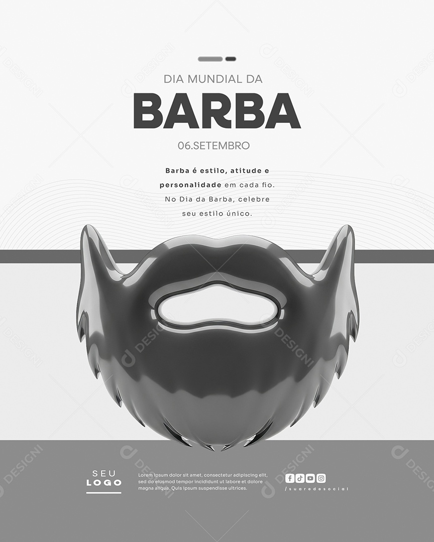 Dia Mundial da Barba 06 de Setembro Social Media PSD Editável