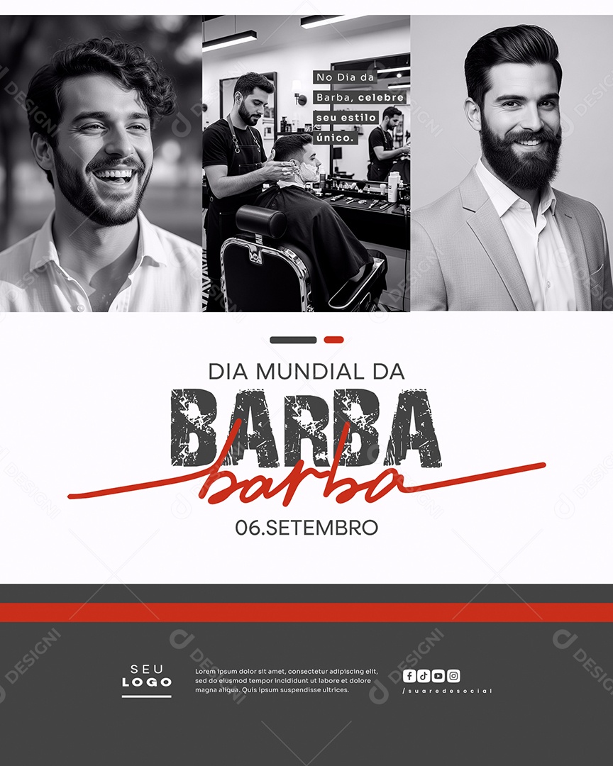 Dia Mundial da Barba 06 de Setembro Social Media PSD Editável