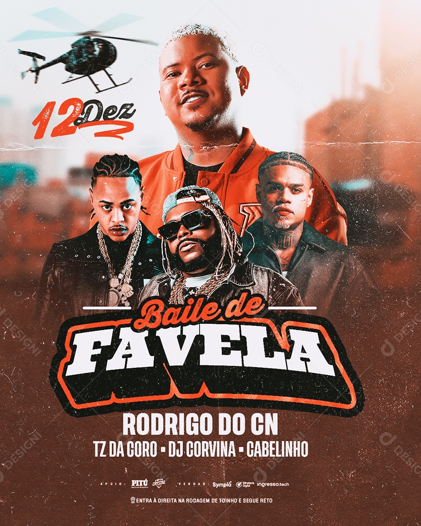 Flyer Feed Baile de Favela Rodrigo Do Cn Social Media PSD Editável