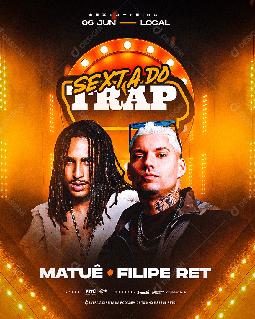 Flyer Feed Sexta do Trap Social Media PSD Editável