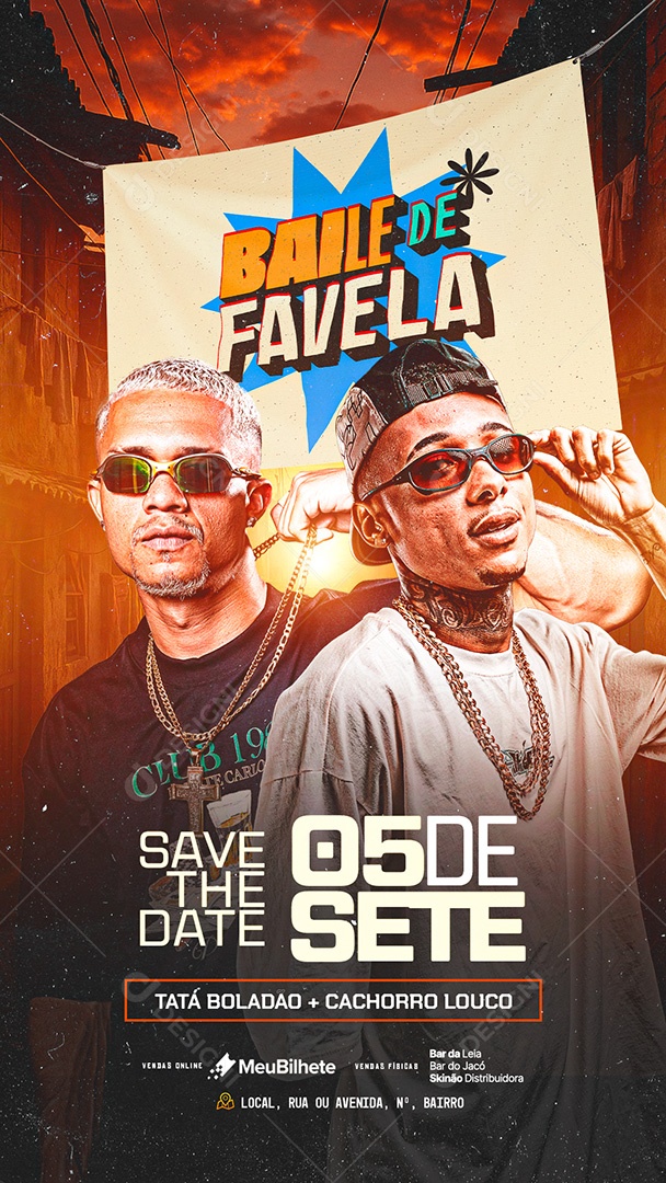 Flyer Story Baile de Favela Social Media PSD Editável
