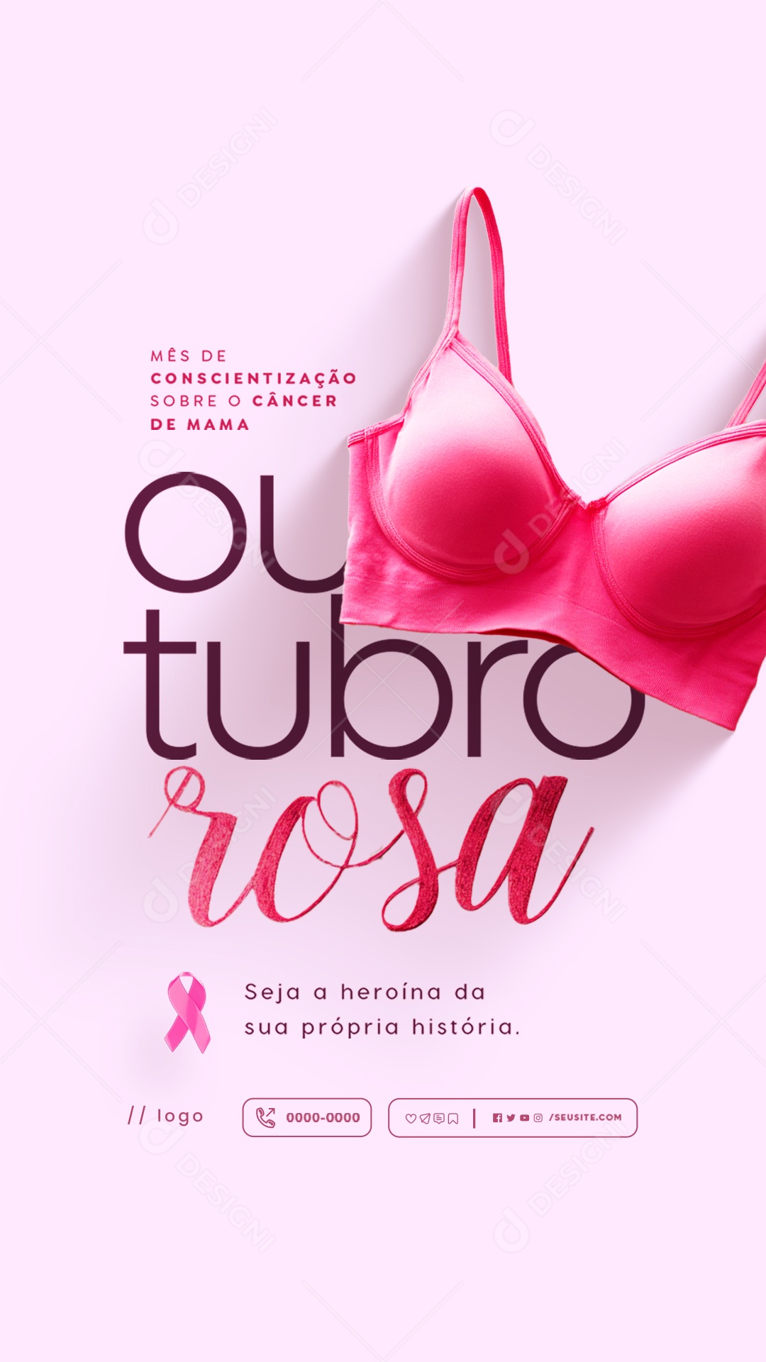 Story Outubro Rosa Mês de Conscientização Sobre o Câncer de Mama Social Media PSD Editável