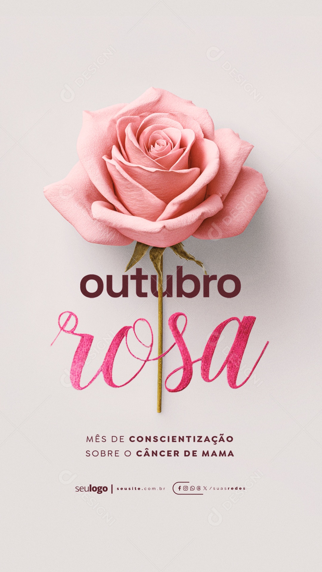 Story Outubro Rosa Mês de Conscientização Sobre o Câncer de Mama Social Media PSD Editável