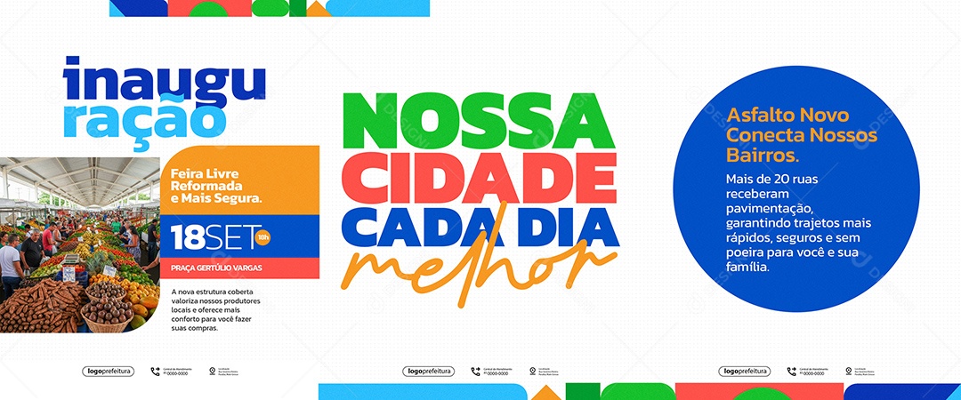 Banner Inauguração Nossa Cidade Cada Dia Melhor Social Media PSD Editável
