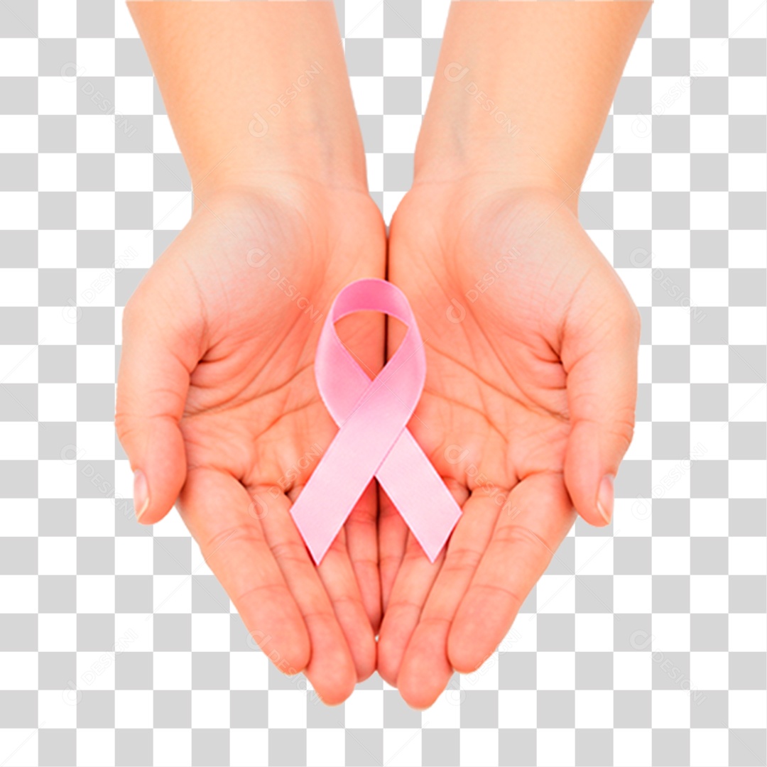 Mãos Segurando Laço Rosa PNG Transparente