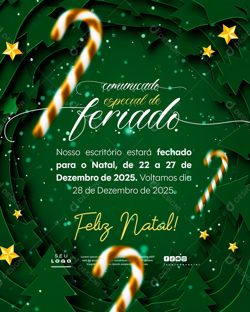 Comunicado De Feriado Social Media PSD Editável
