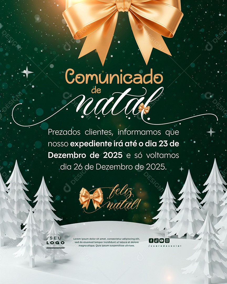 Comunicado De Natal Social Media PSD Editável