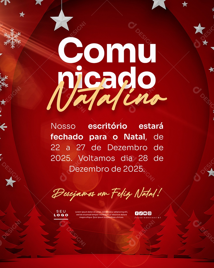 Comunicado Natalino Social Media PSD Editável