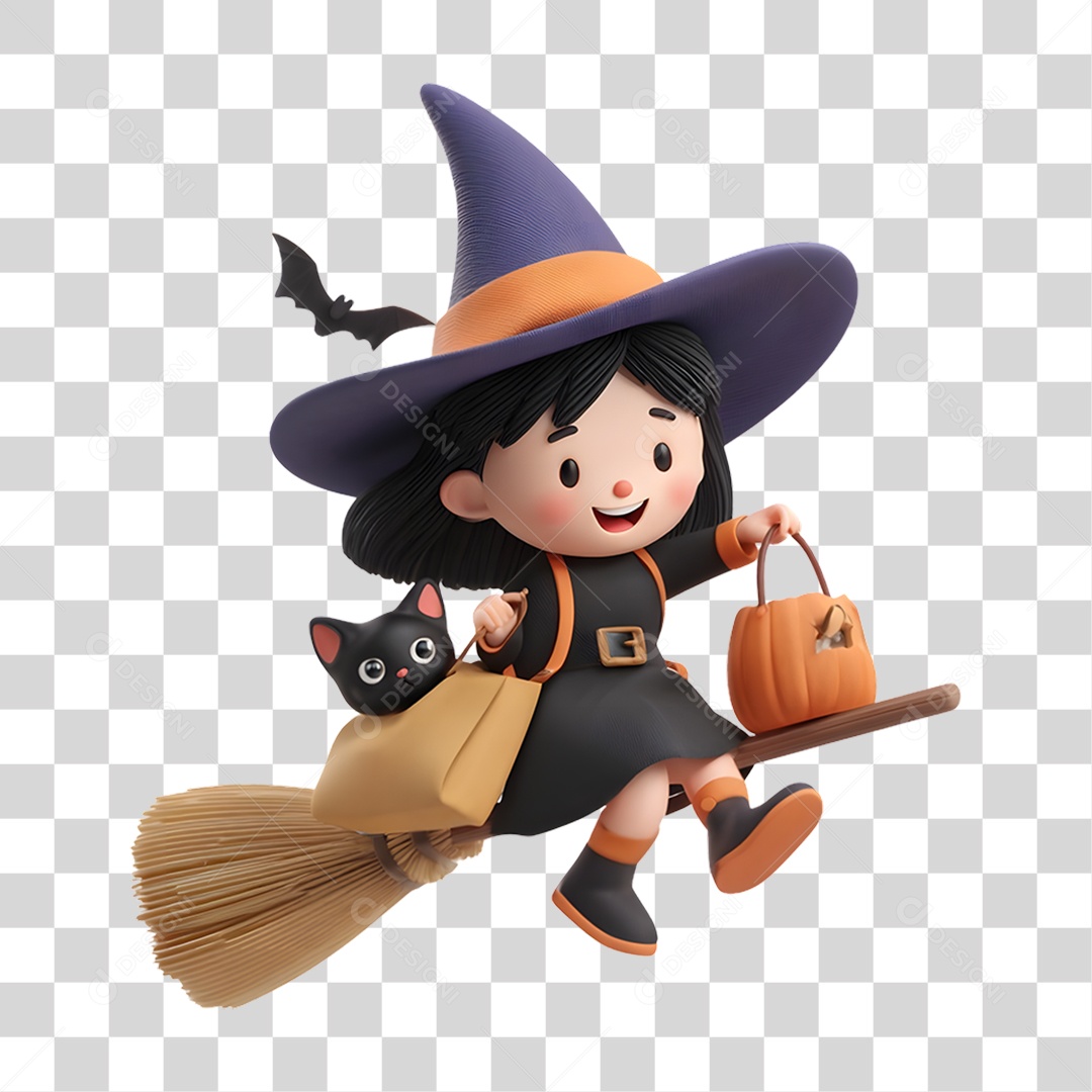 Decoração Bruxa de Halloween PNG Transparente